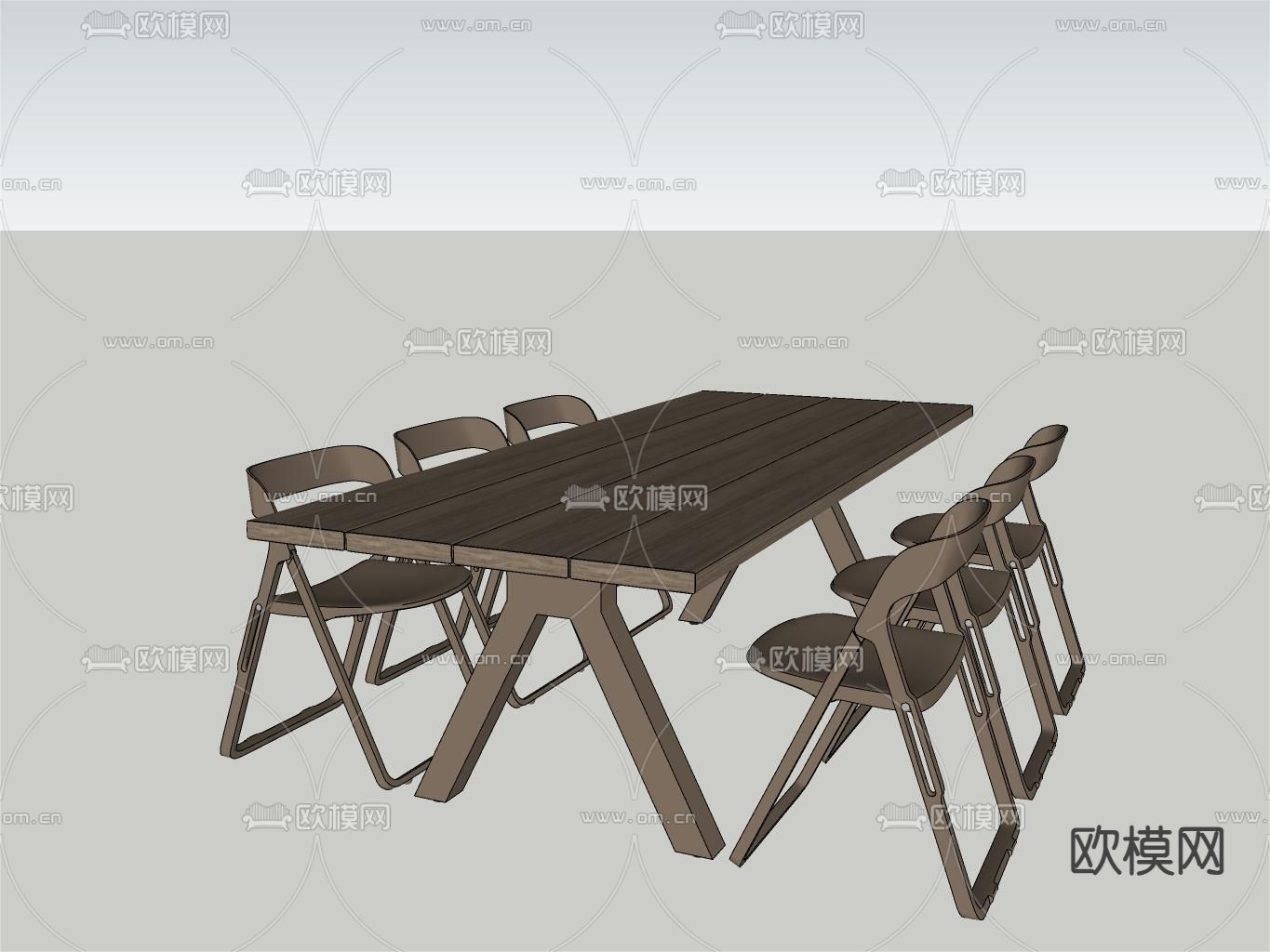 现代餐桌椅u模型下载（渲染图1）