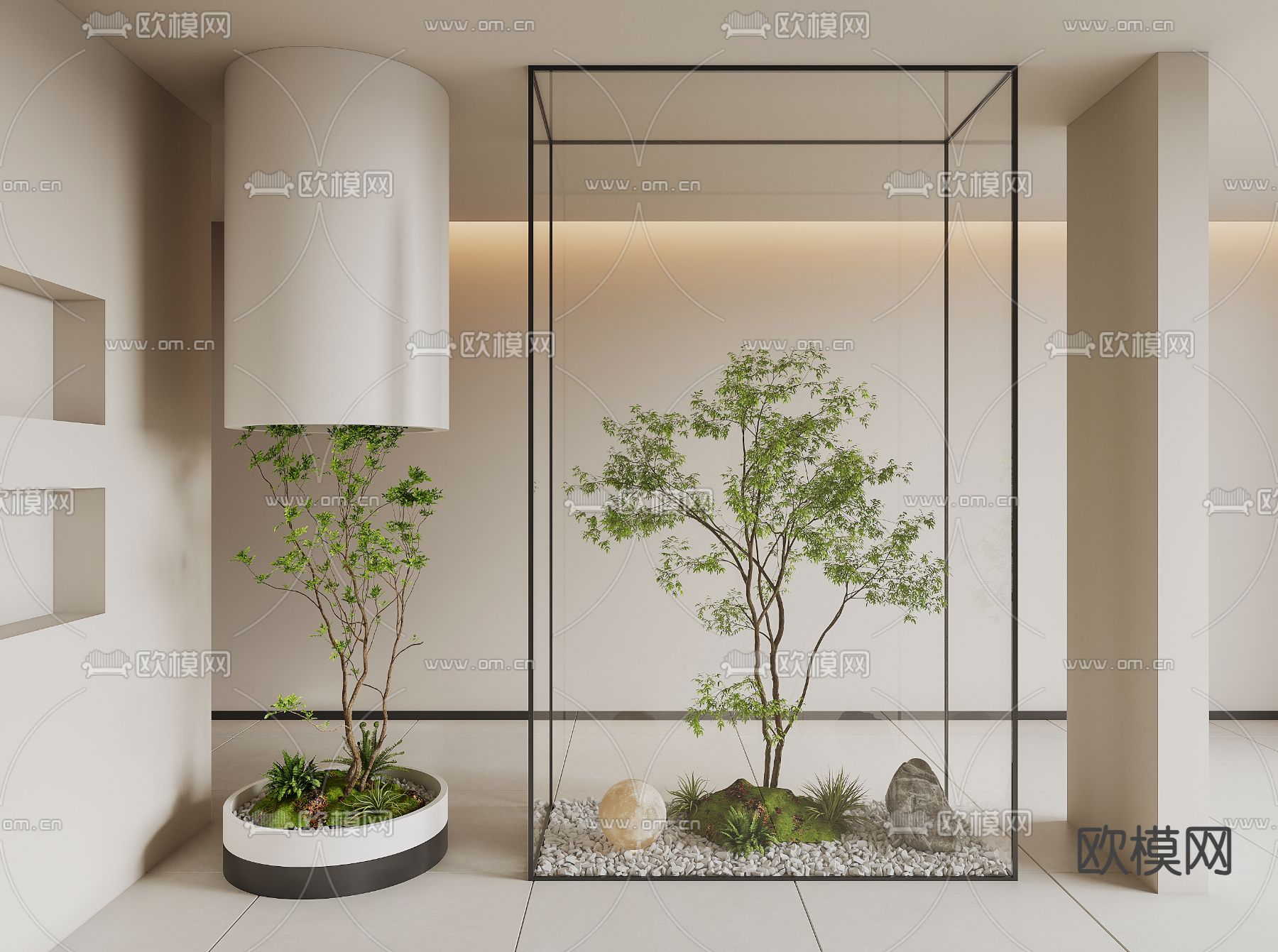 现代植物堆 景观树su模型下载（渲染图2）