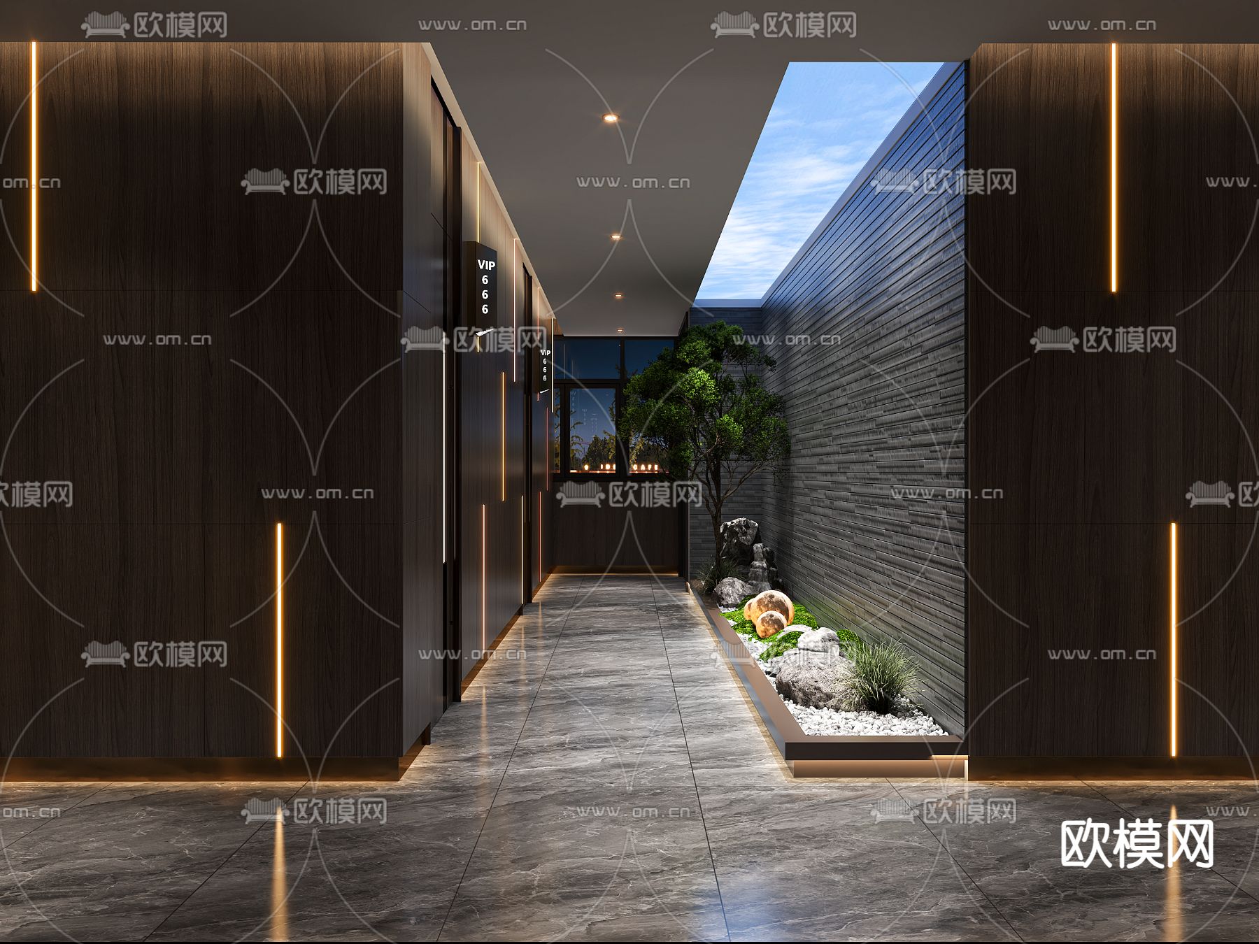 新中式玄关过道3d模型下载