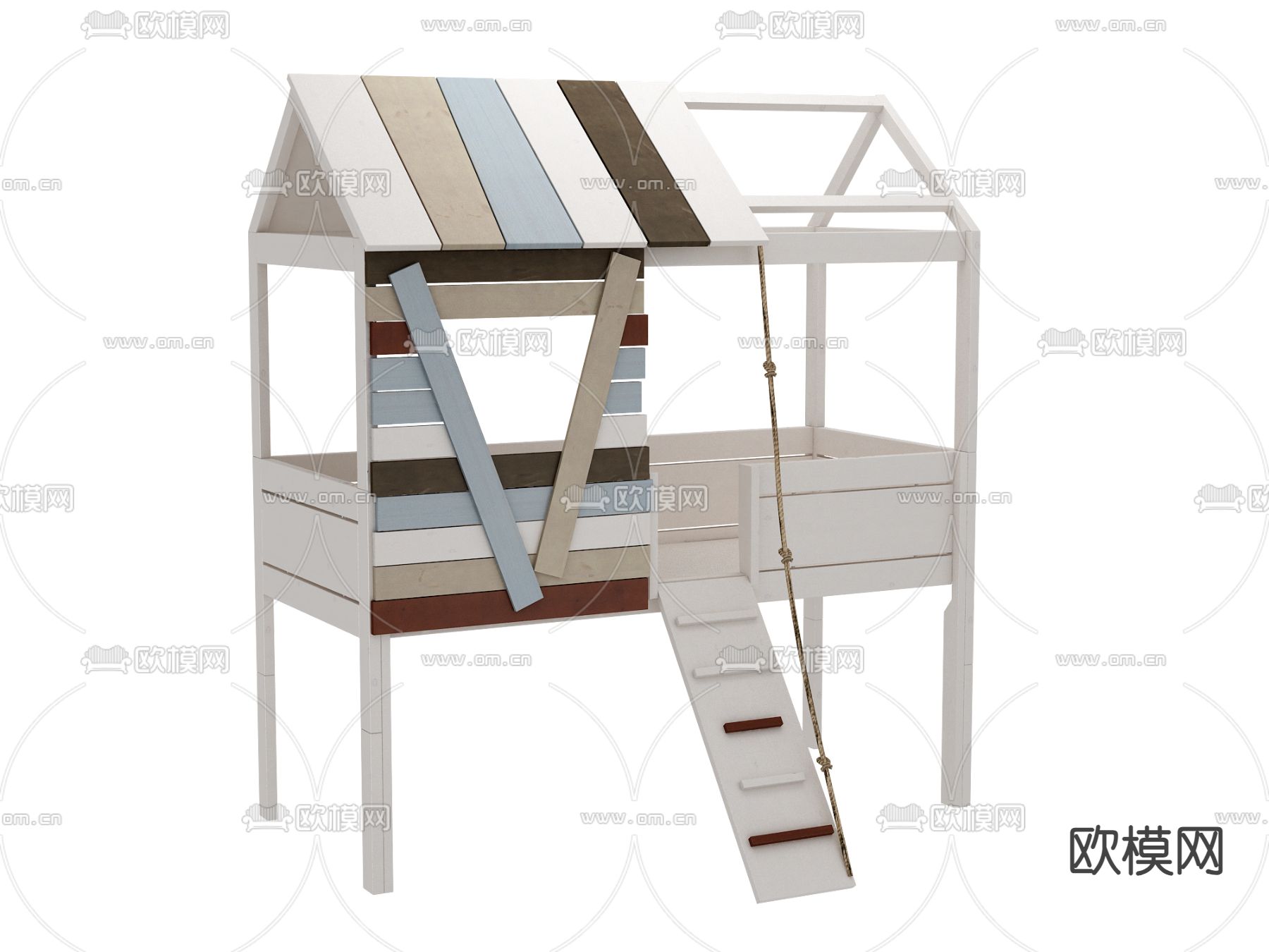 现代儿童床3d模型下载