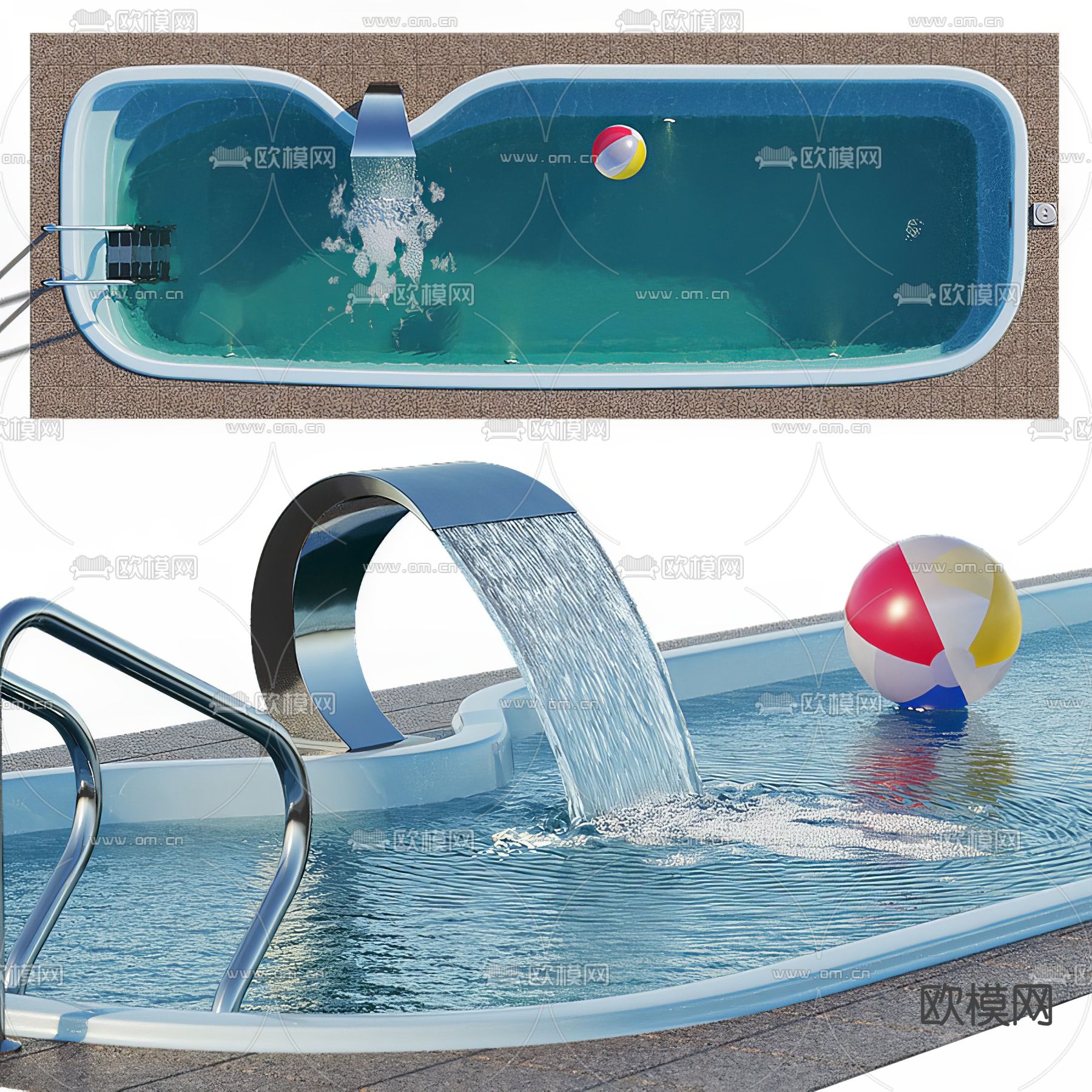 私人泳池 户外泳池3d模型