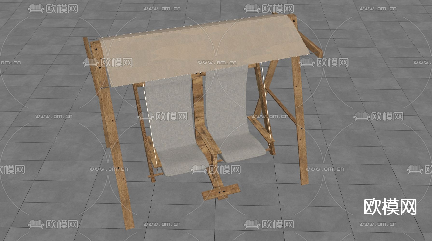 现代秋千椅 吊椅 户外摇椅su模型下载（渲染图1）