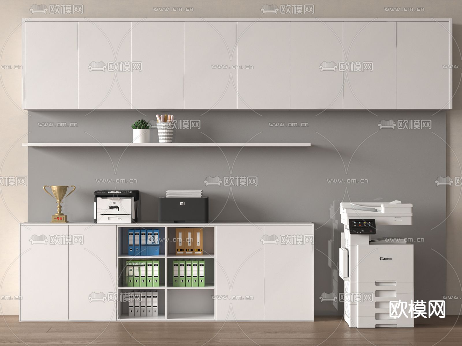 现代文件柜 打印机su模型下载（渲染图2）