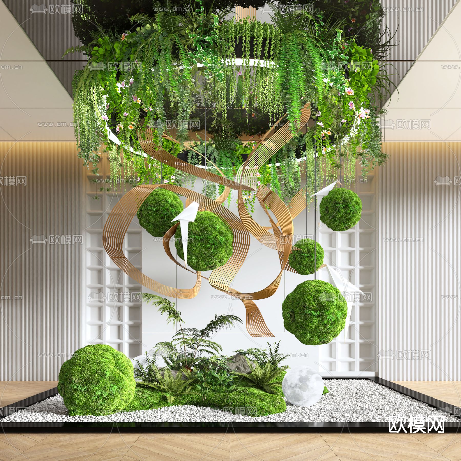 室内景观 苔藓植物3d模型下载