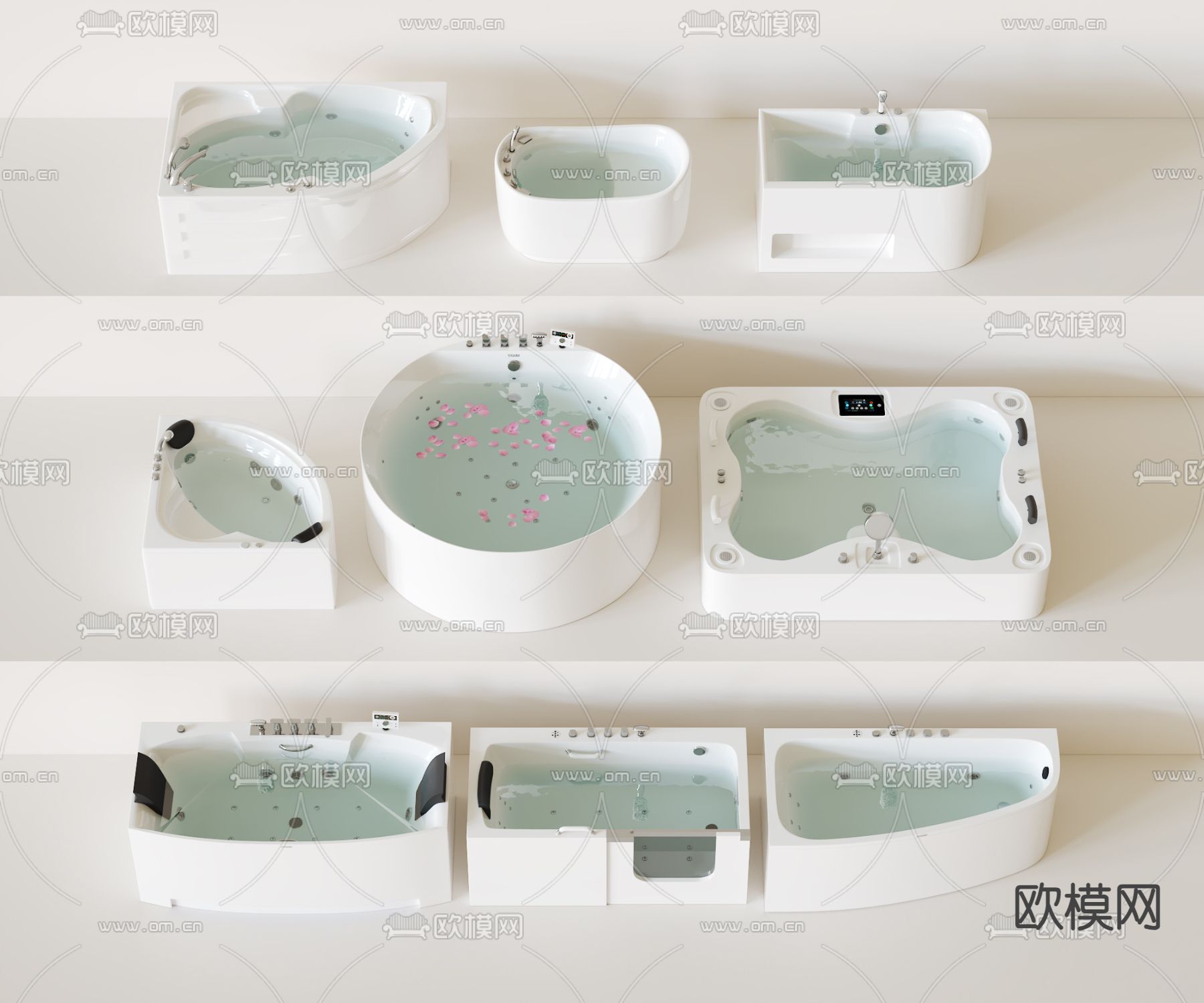 现代异形浴缸 圆形浴缸su模型下载（渲染图2）