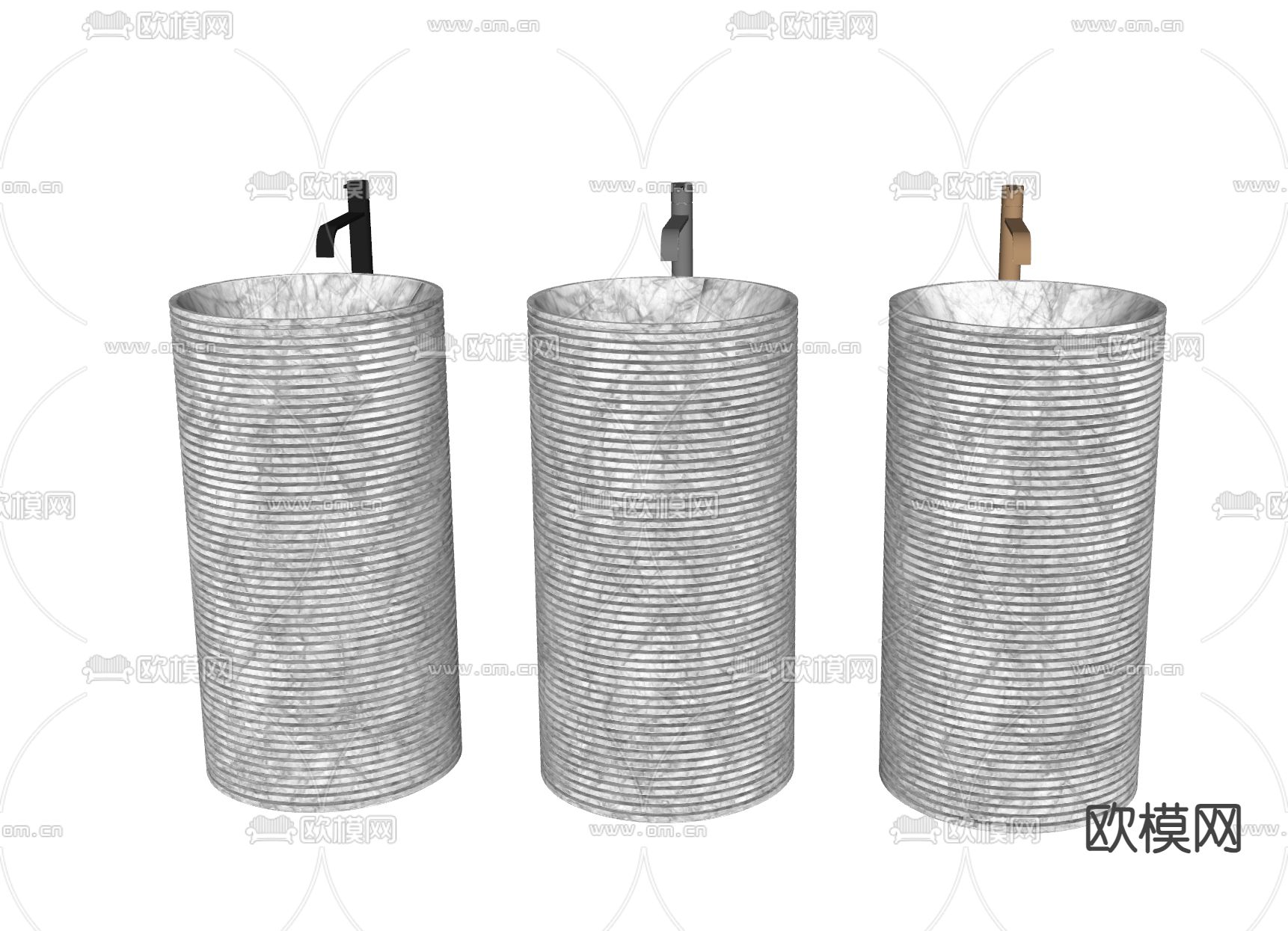 洗手台 立柱盆 洗手盆 立式台盆su模型下载（渲染图1）