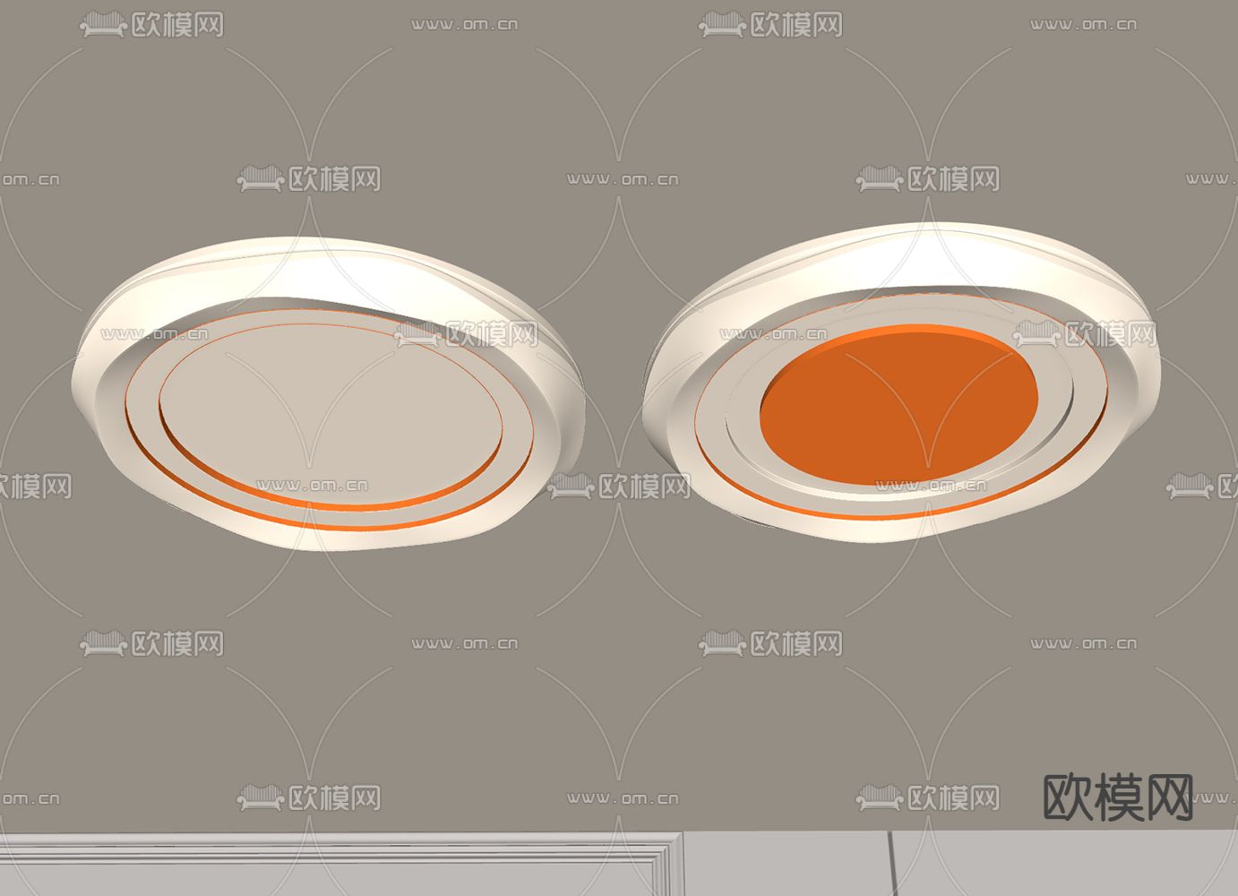 奶油风吸顶灯su模型下载（渲染图2）
