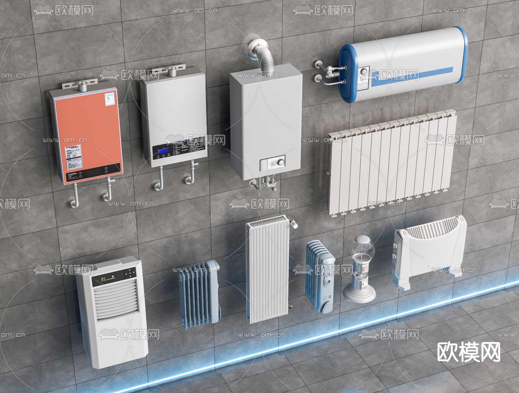 热水器 暖气片su模型下载（渲染图2）