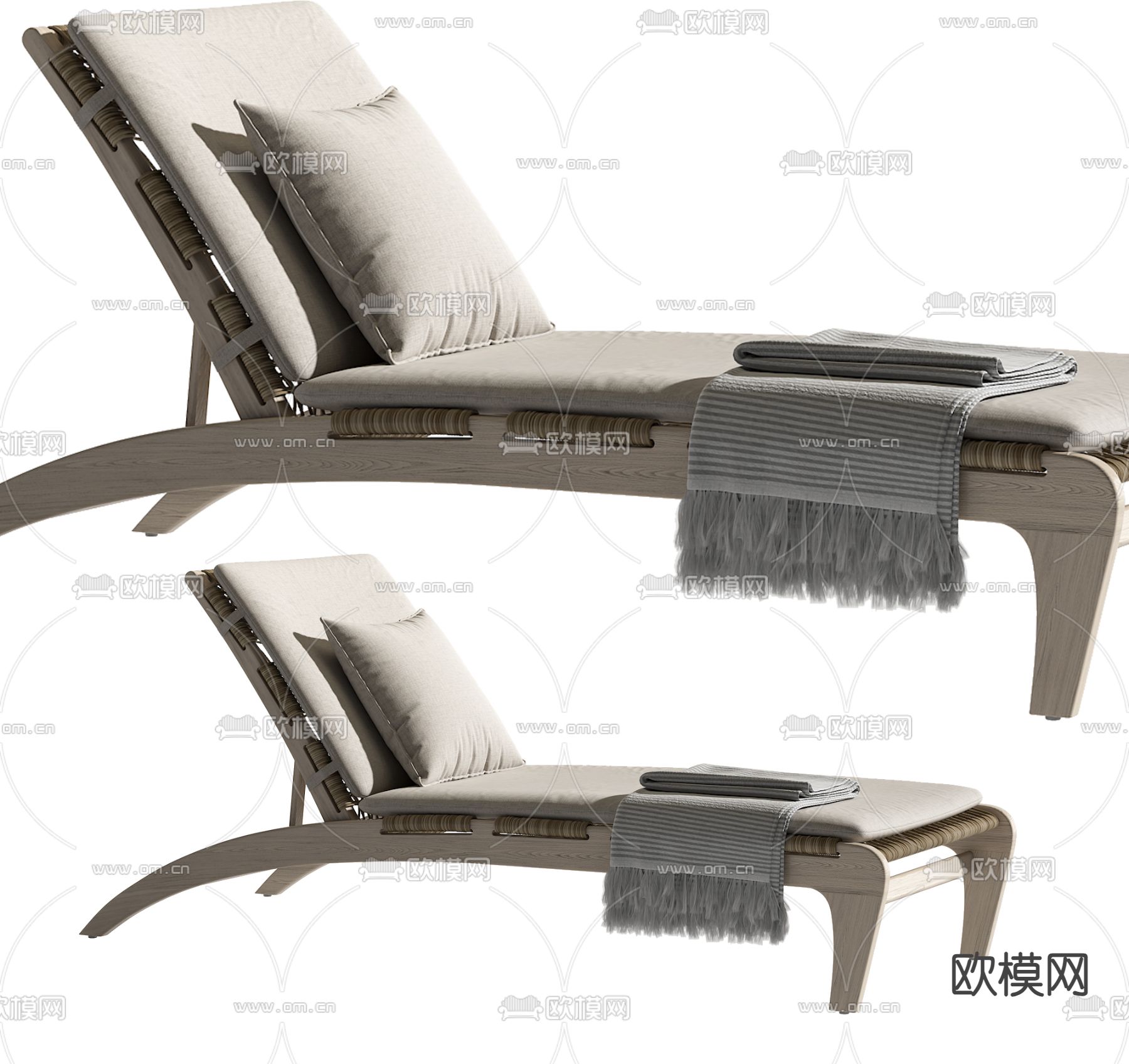 户外躺椅 沙滩椅3d模型下载