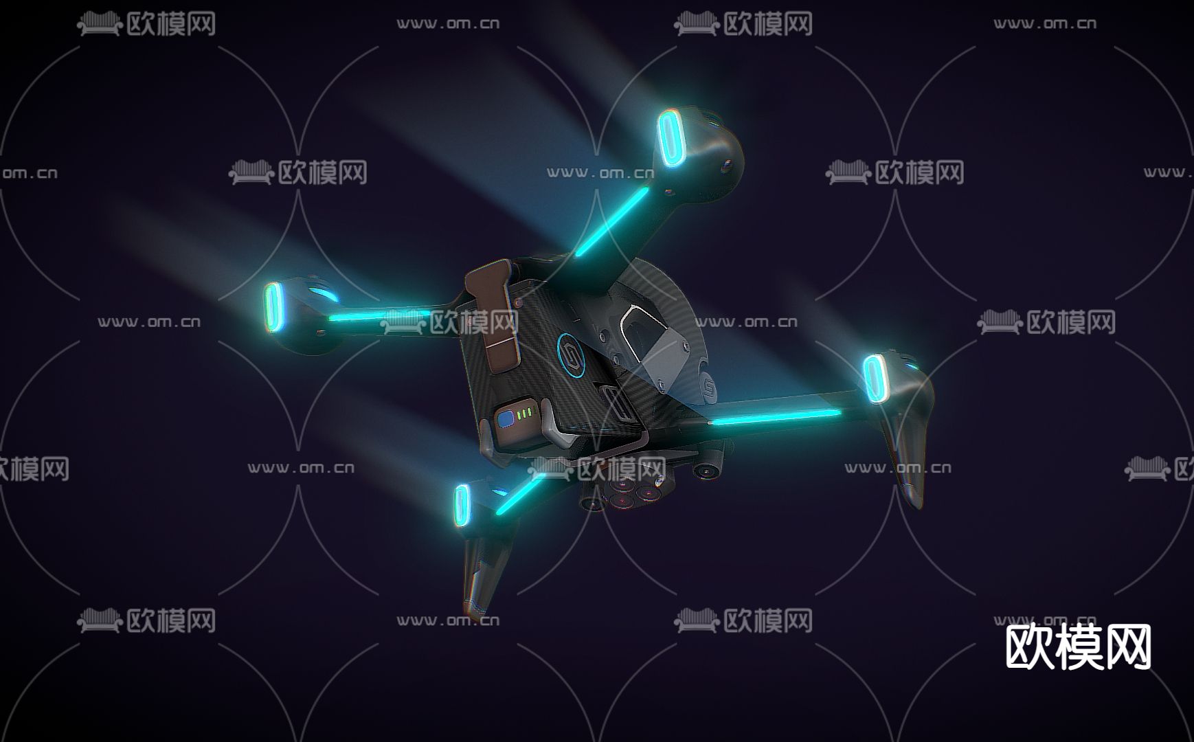 科技感无人机 大疆无人机3d模型下载（渲染图3）