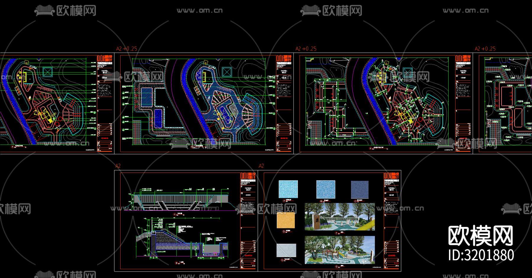 小区建筑cad施工图下载（渲染图1）