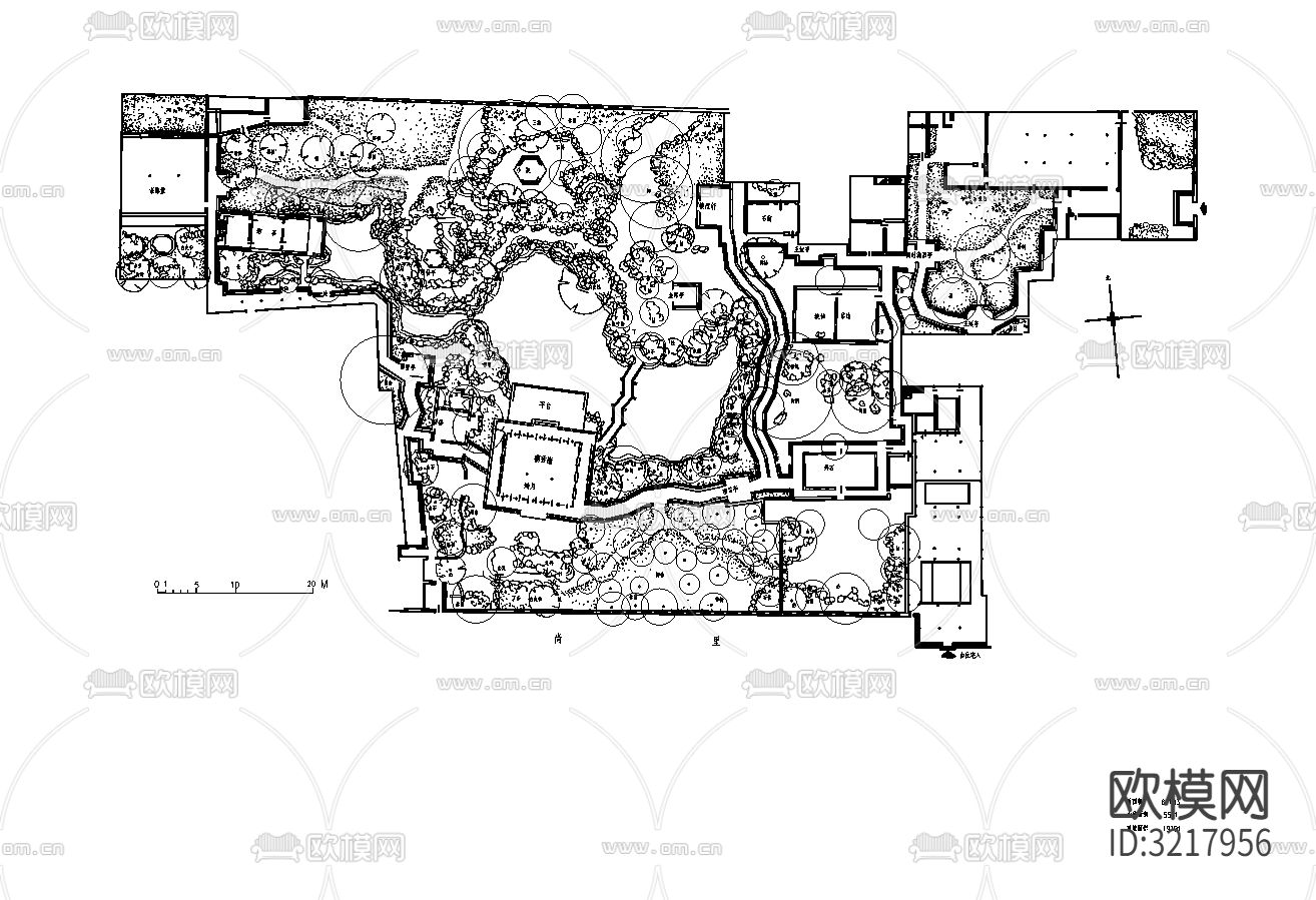 古典园林平面-拙政园怡园沧浪亭留园狮子林cad施工图下载（渲染图4）