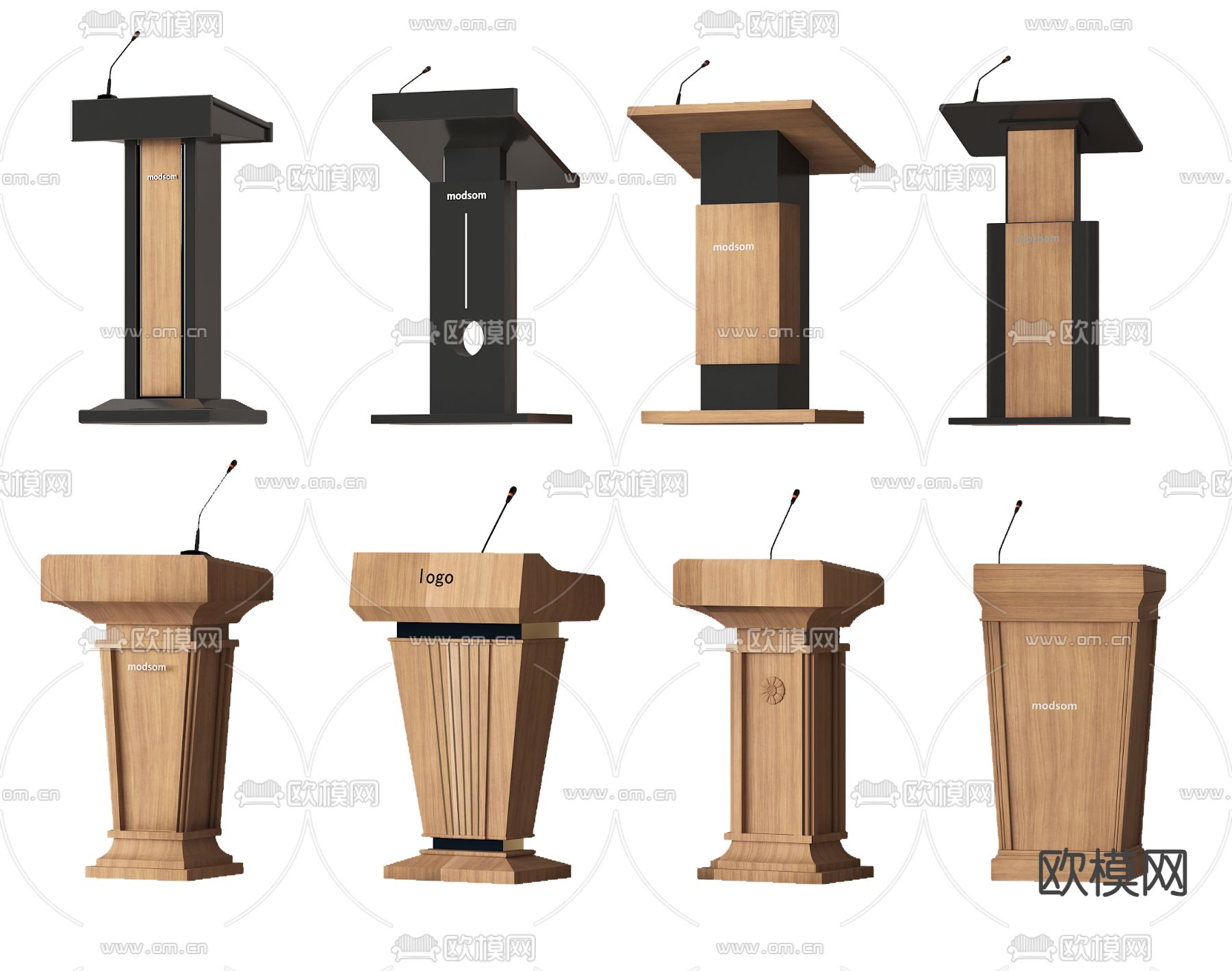 讲台 讲桌 演讲台 主持台 颁奖台su模型下载_ID15229560_sketchup模型下载-欧模网