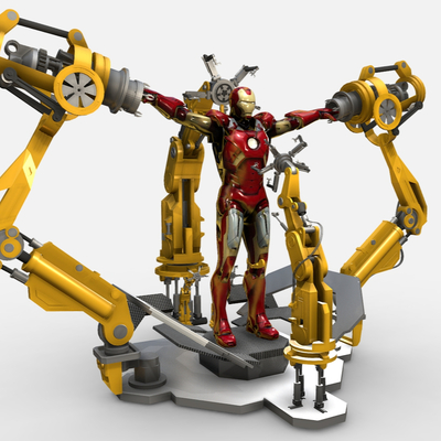  钢铁侠摆件 漫威玩具 科技感手办su模型 