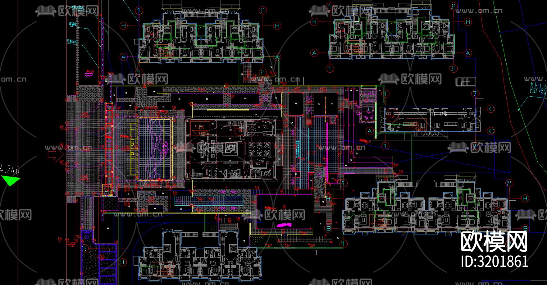 小区建筑cad施工图下载