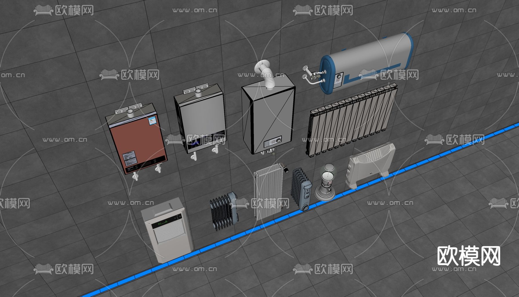 热水器 暖气片su模型下载（渲染图1）