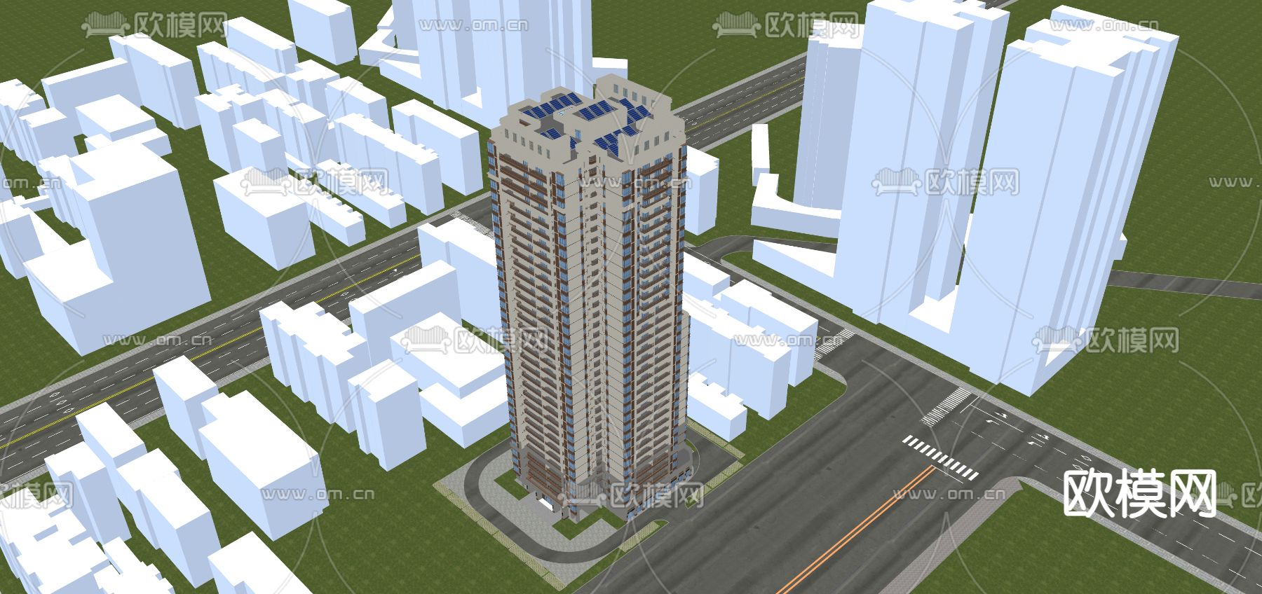 高层住宅楼外观su模型下载（渲染图4）