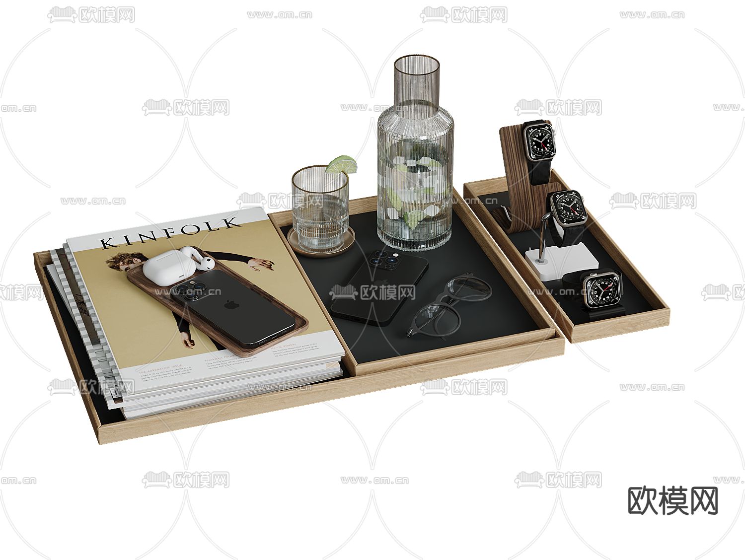桌面摆件 手机 手表 水杯 水壶 耳机 笔记本 书本su模型下载（渲染图2）