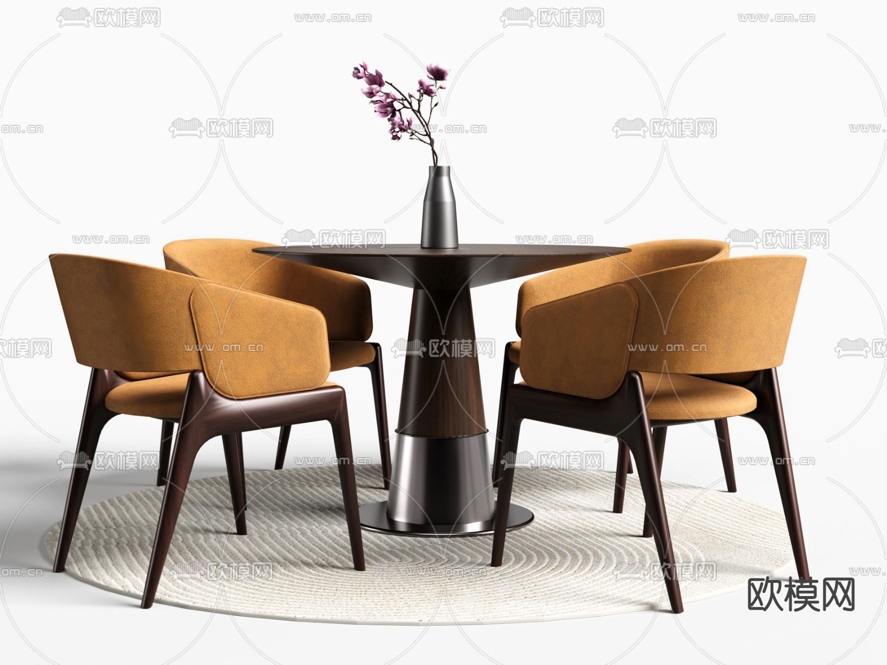 新中式餐桌椅3d模型下载
