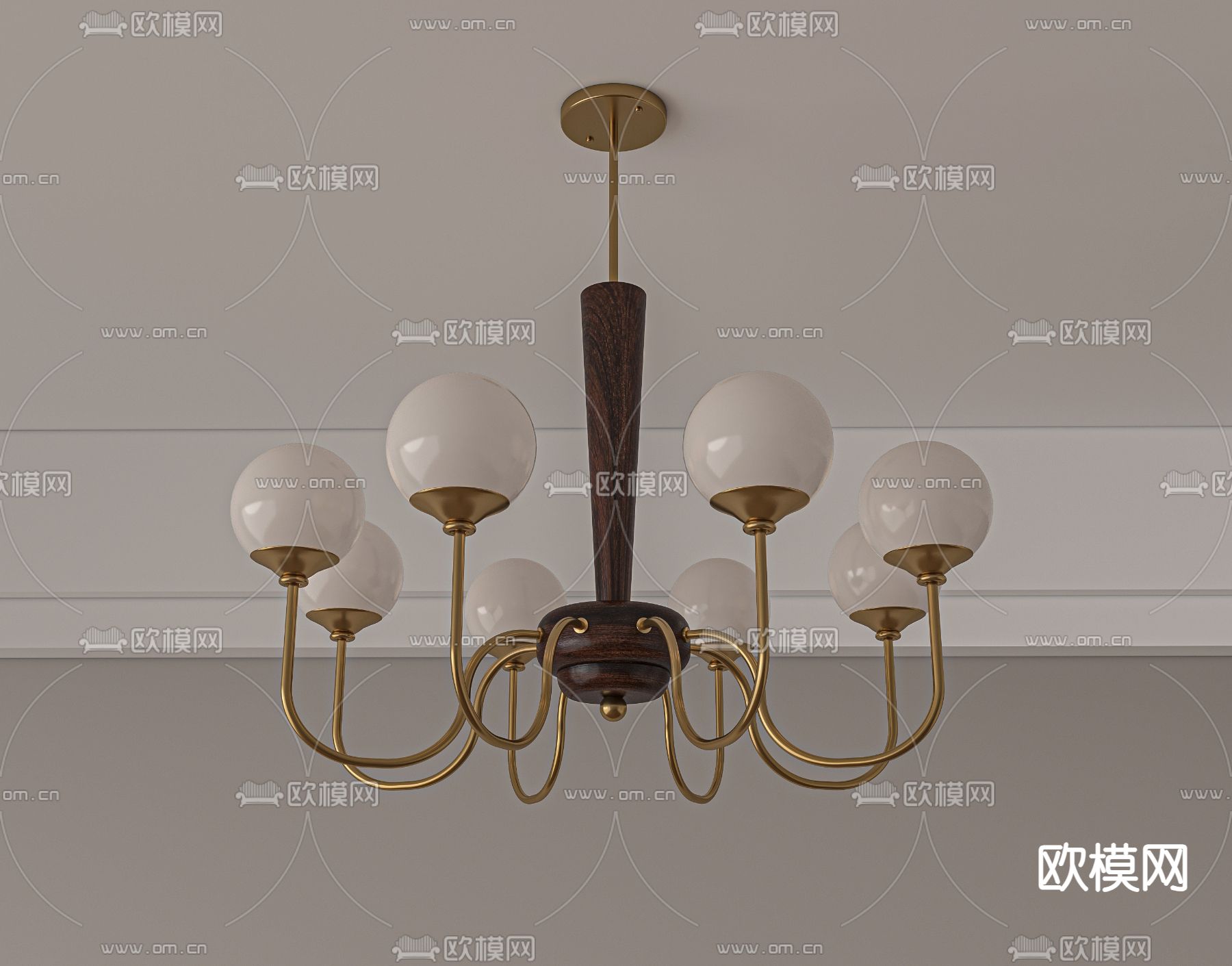 奶油风吊灯3d模型下载