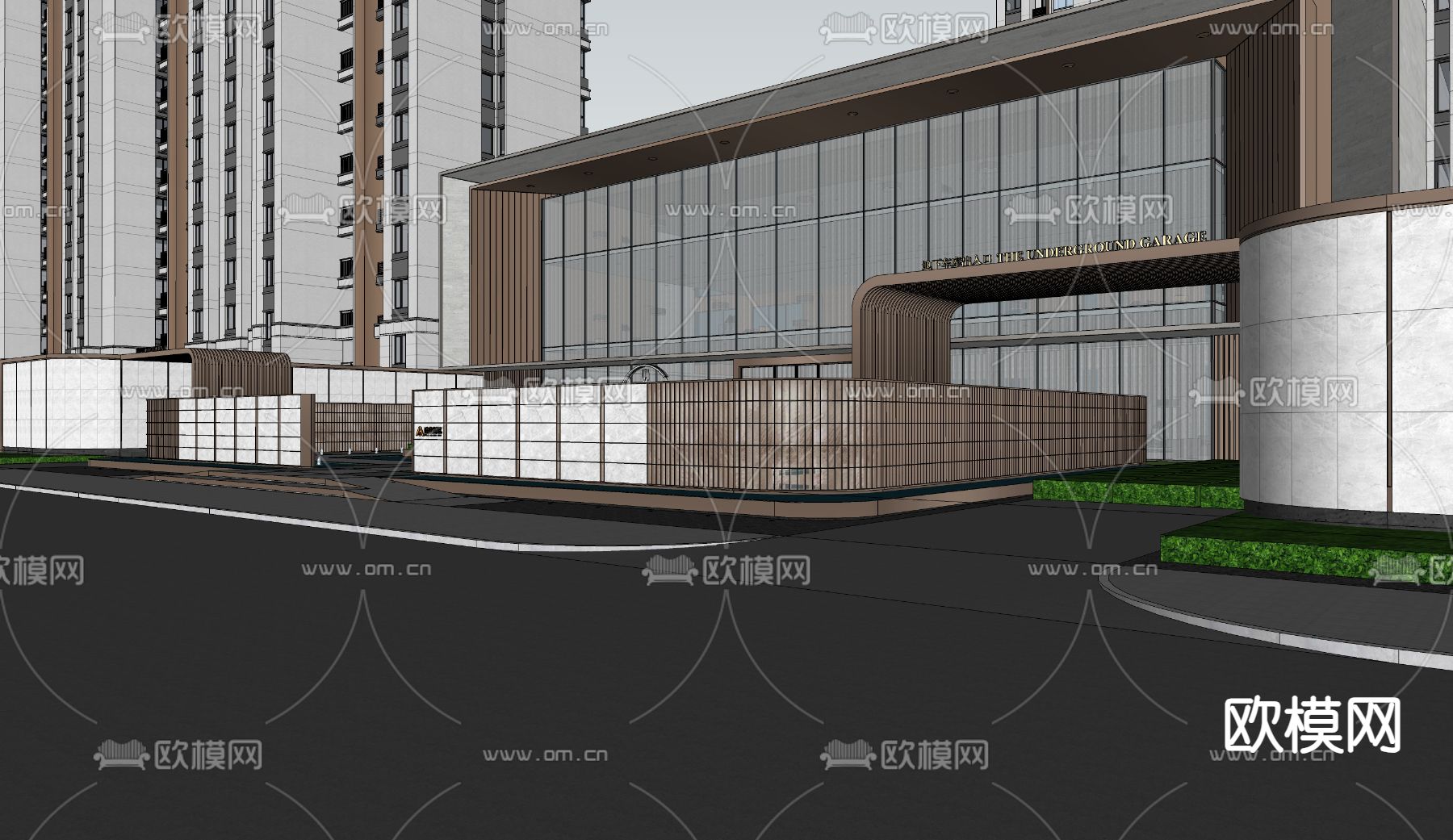 地下车库入口su模型下载（渲染图2）