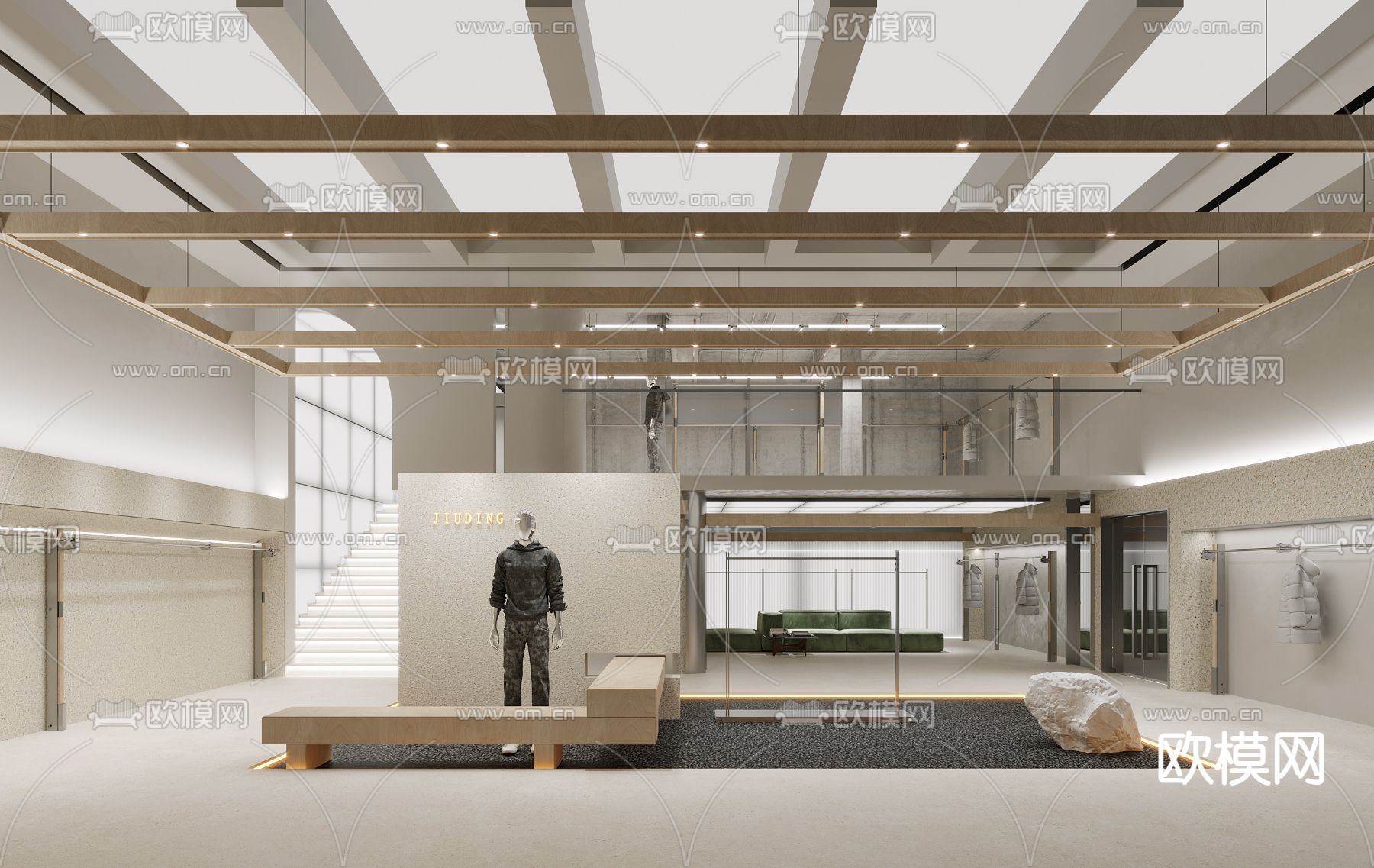 工业风男装 服装店3d模型下载（渲染图2）