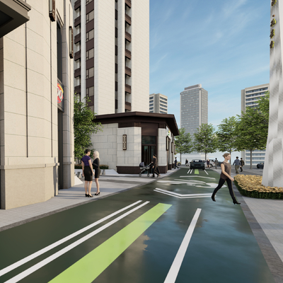  商业广场 商业步行街su模型 