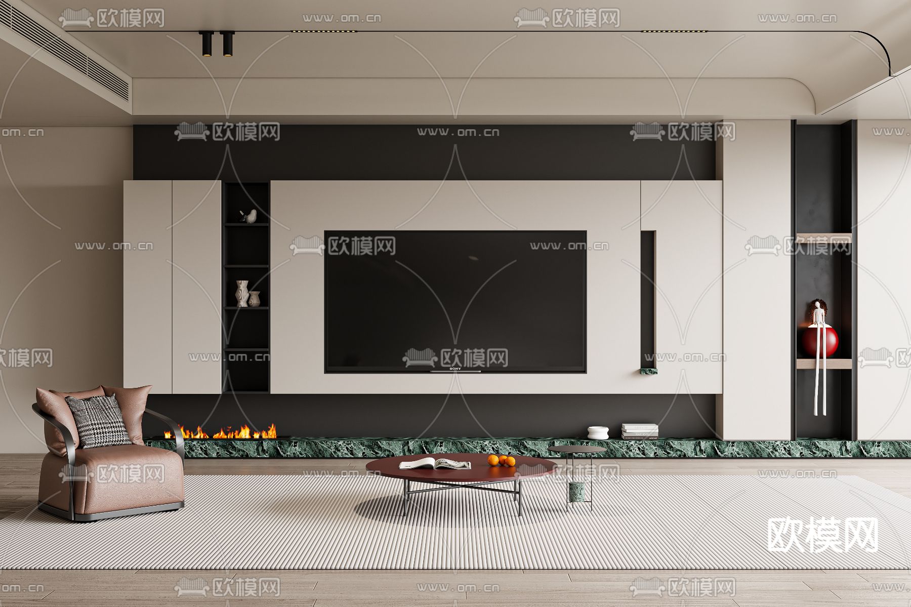 电视背景3d模型下载