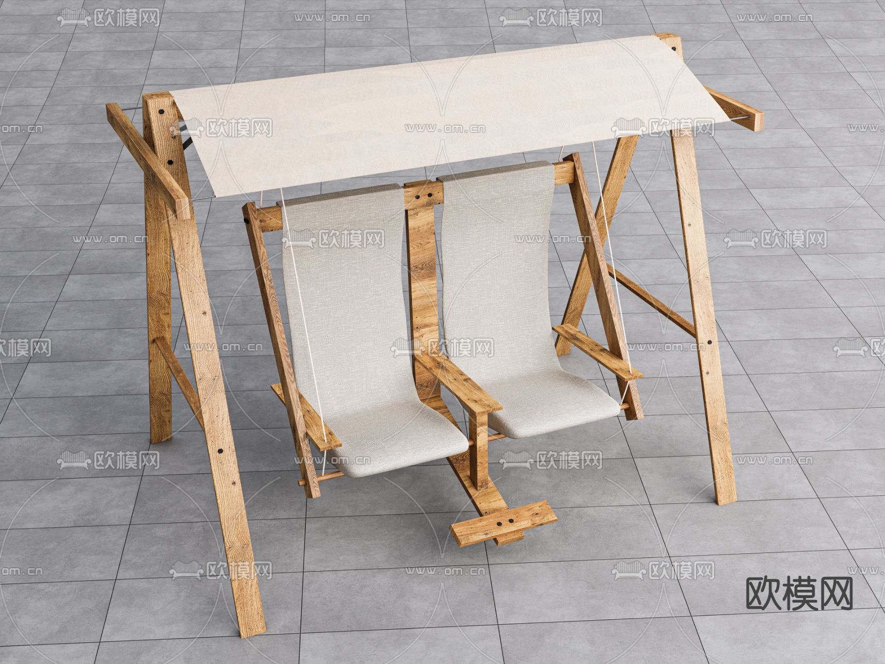 现代秋千椅 吊椅 户外摇椅su模型下载（渲染图2）