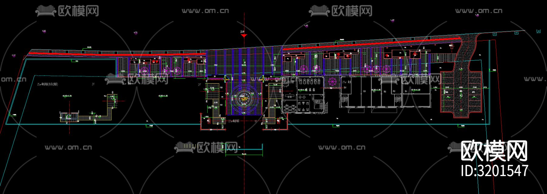 售楼处建筑cad施工图下载（渲染图1）