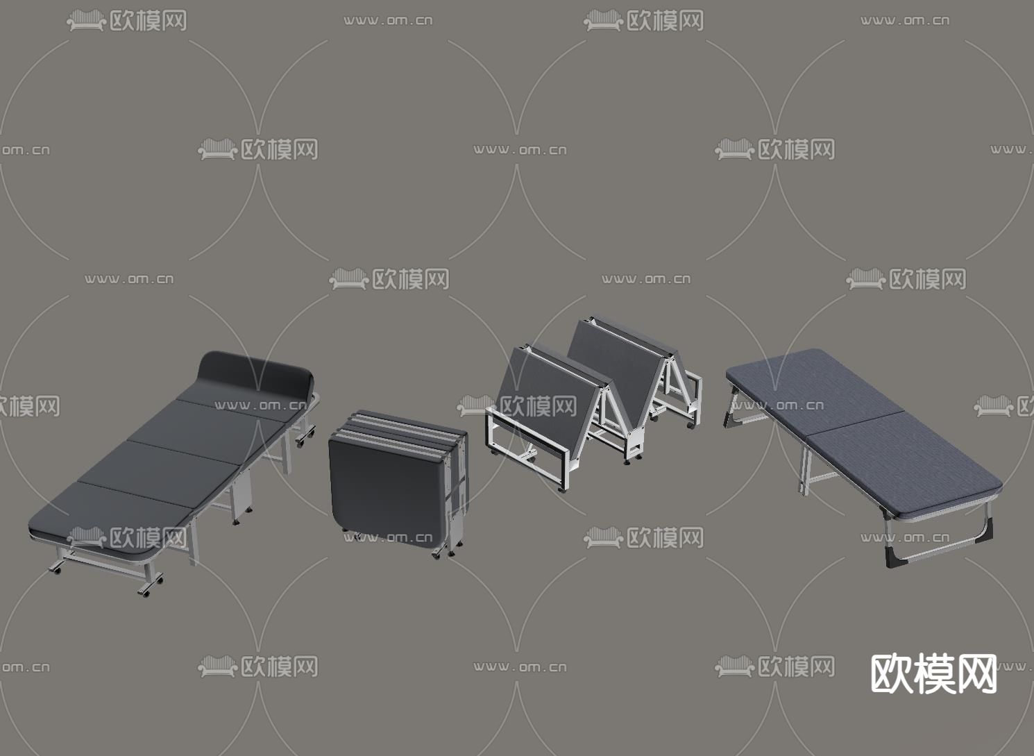 折叠床 单人床su模型下载（渲染图2）