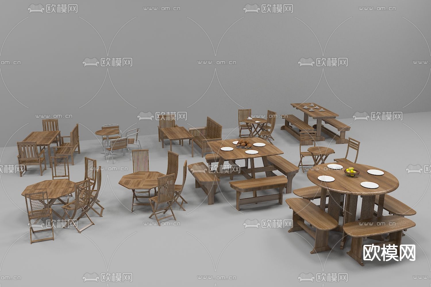 户外桌椅 庭院桌椅3d模型下载