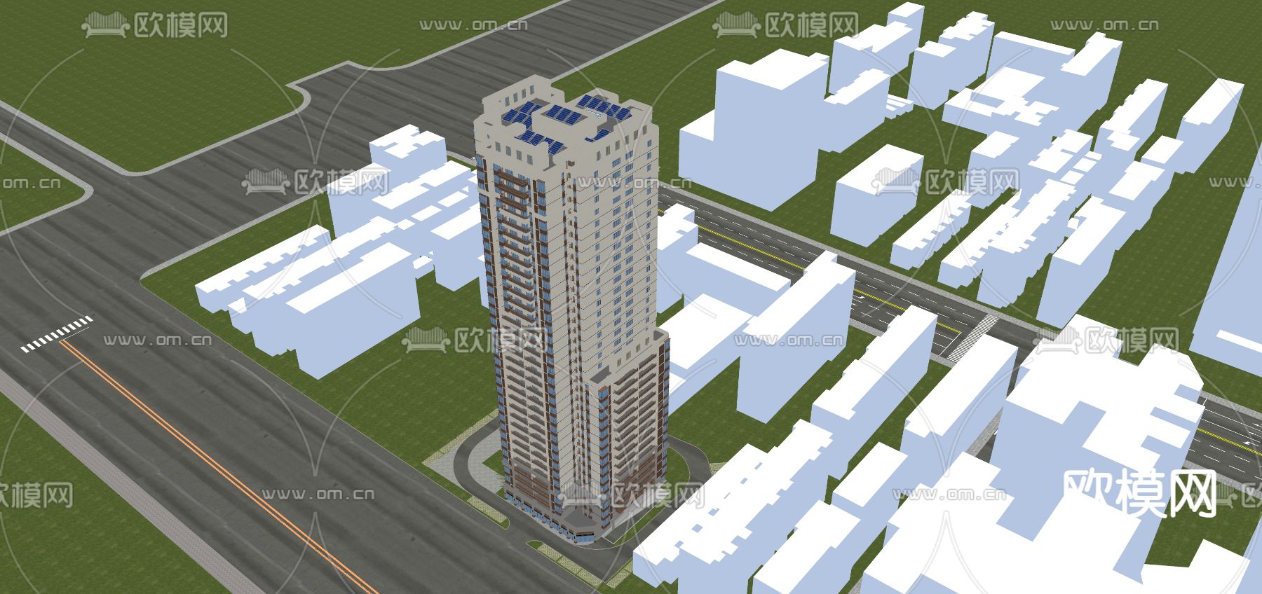 高层住宅楼外观su模型下载（渲染图3）