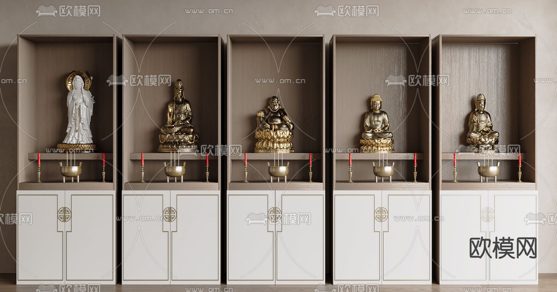 新中式佛龛 供奉台 祭台3d模型下载