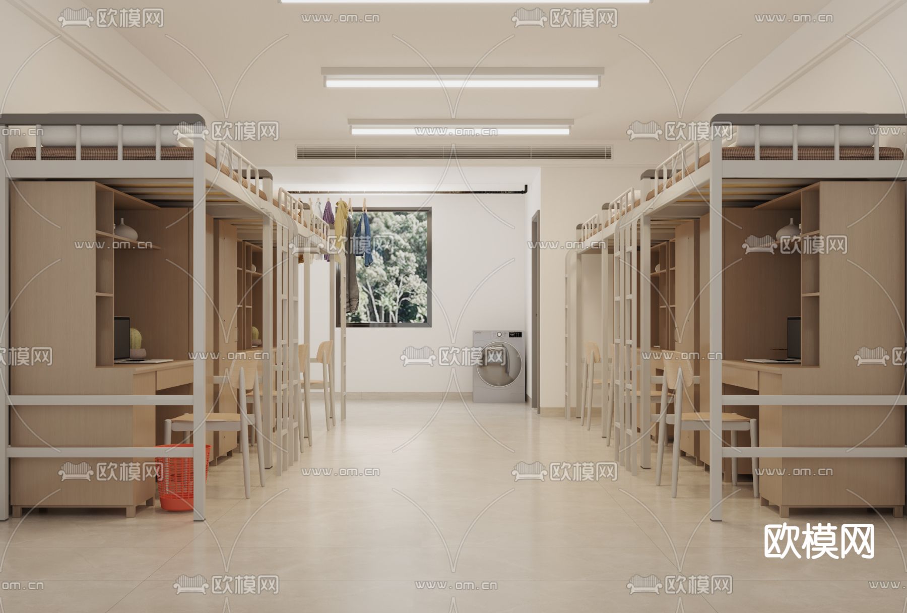 学生宿舍 员工宿舍su模型下载（渲染图1）