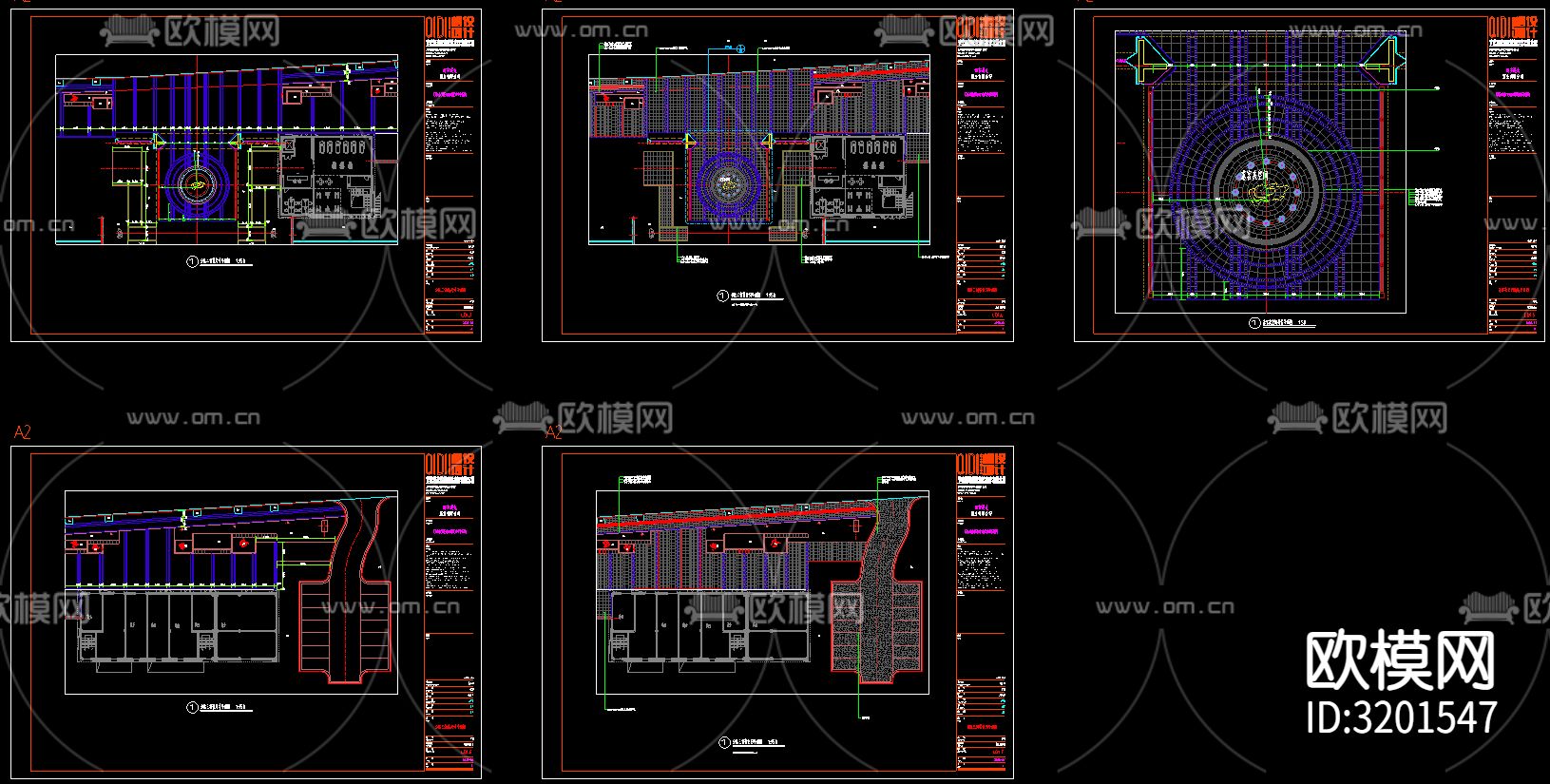 售楼处建筑cad施工图下载（渲染图2）