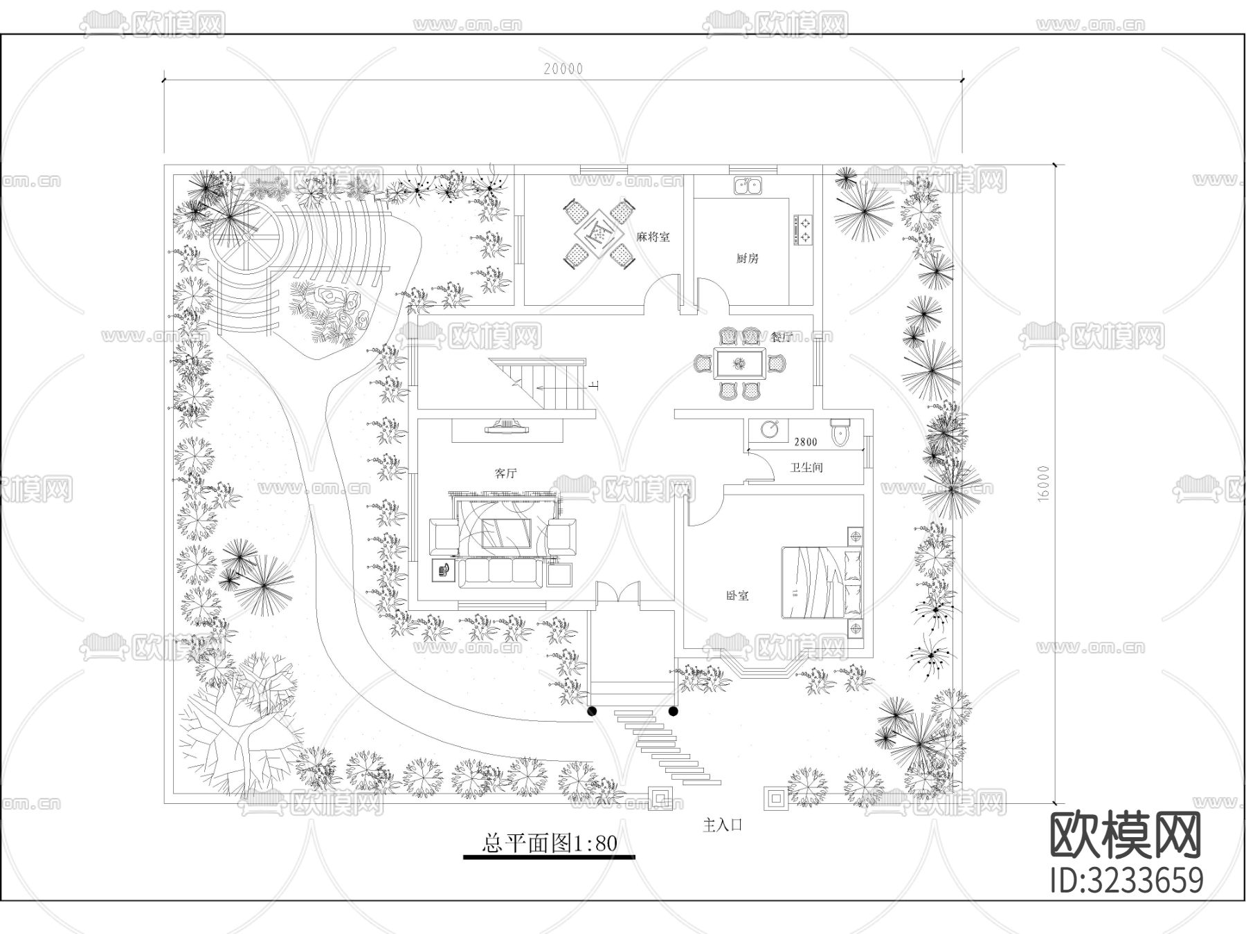 现代农村自建房 自建别墅 多层住宅 独栋别墅cad施工图下载（渲染图1）
