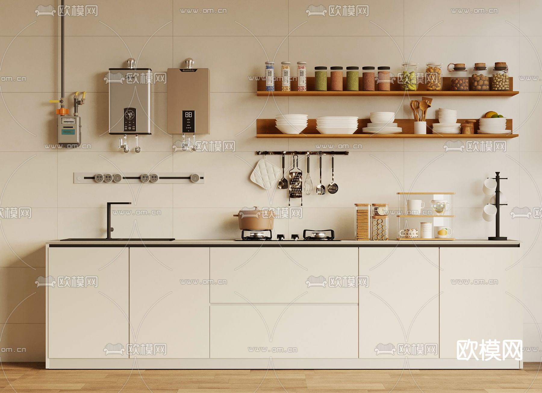 厨房用品 调味瓶 燃气灶3d模型下载