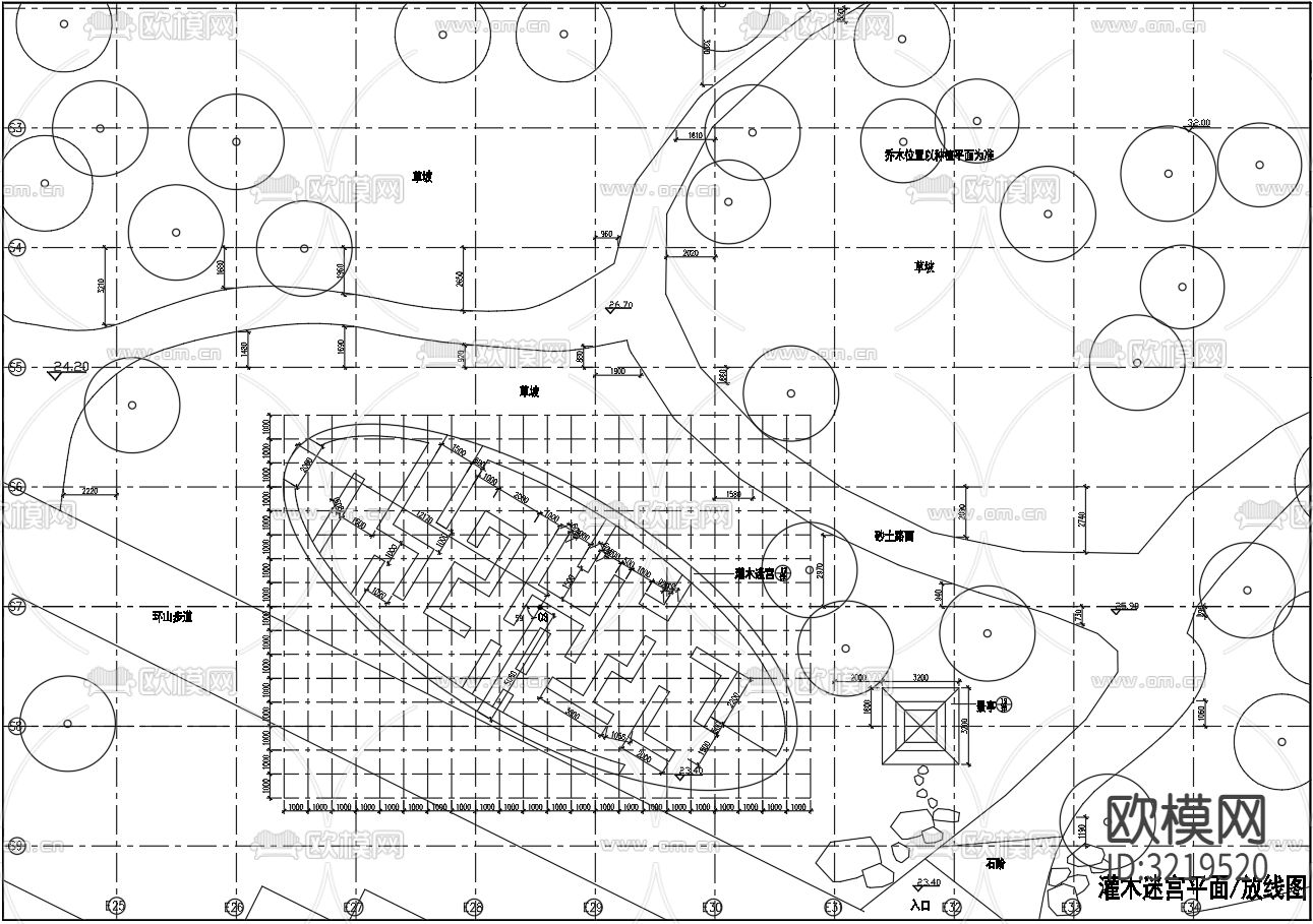山顶公园园林设计cad施工图下载（渲染图1）