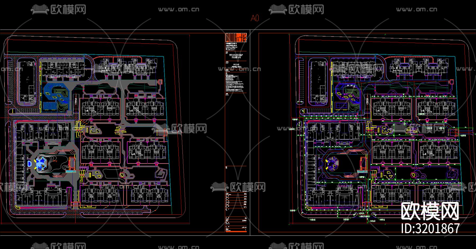 小区建筑cad施工图下载（渲染图2）