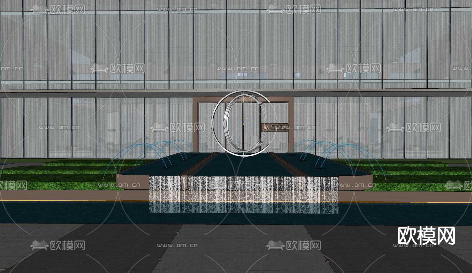 地下车库入口su模型下载（渲染图1）