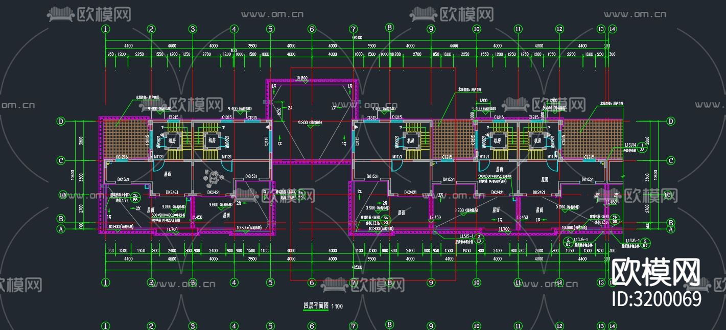 楼房建筑cad立面图下载（渲染图2）