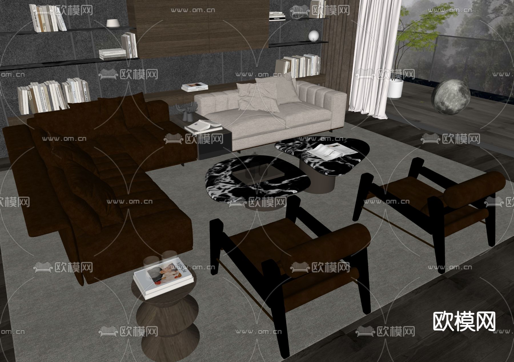 Minotti 组合沙发su模型下载（渲染图1）