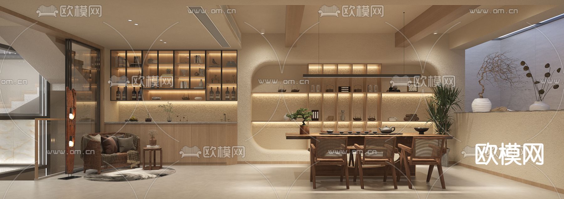 新中式茶楼 茶馆3d模型下载