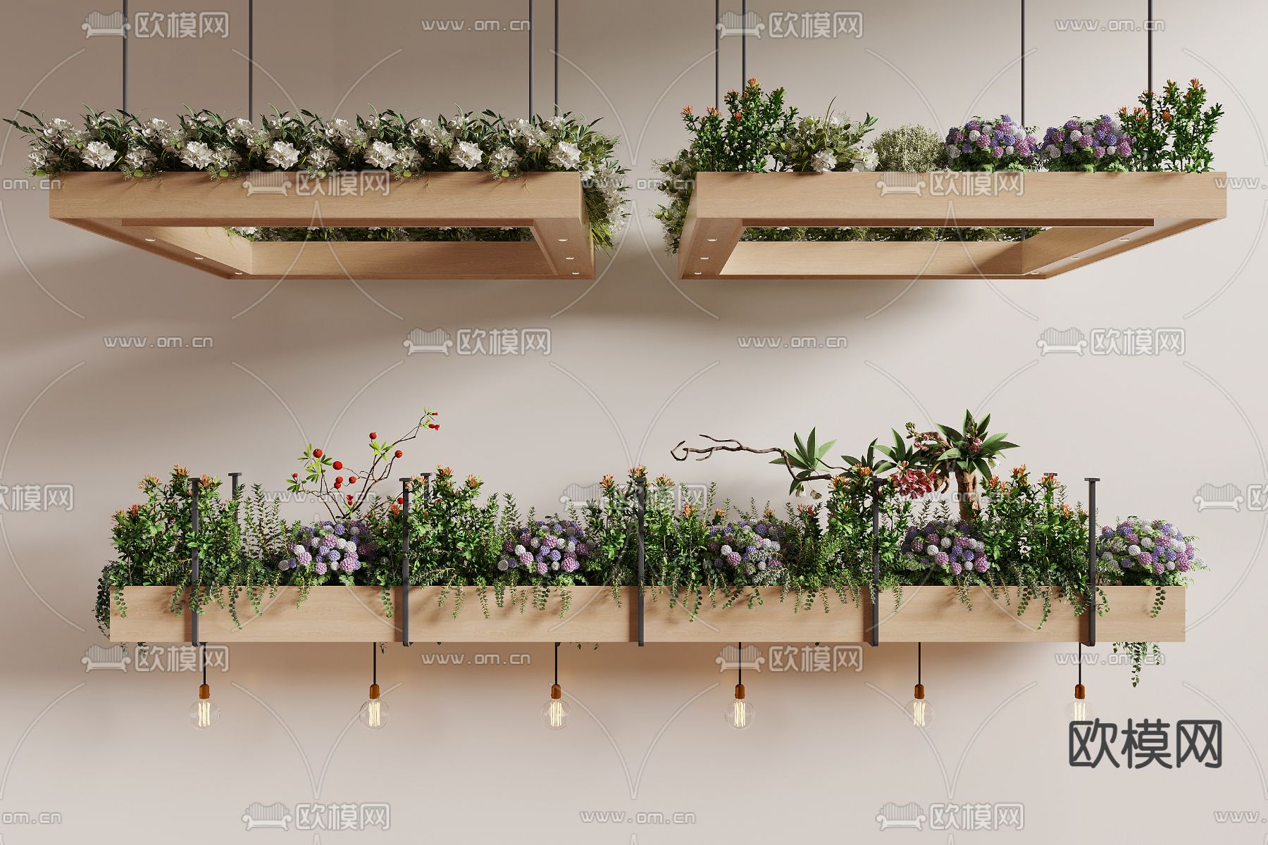 现代绿植吊篮3d模型下载