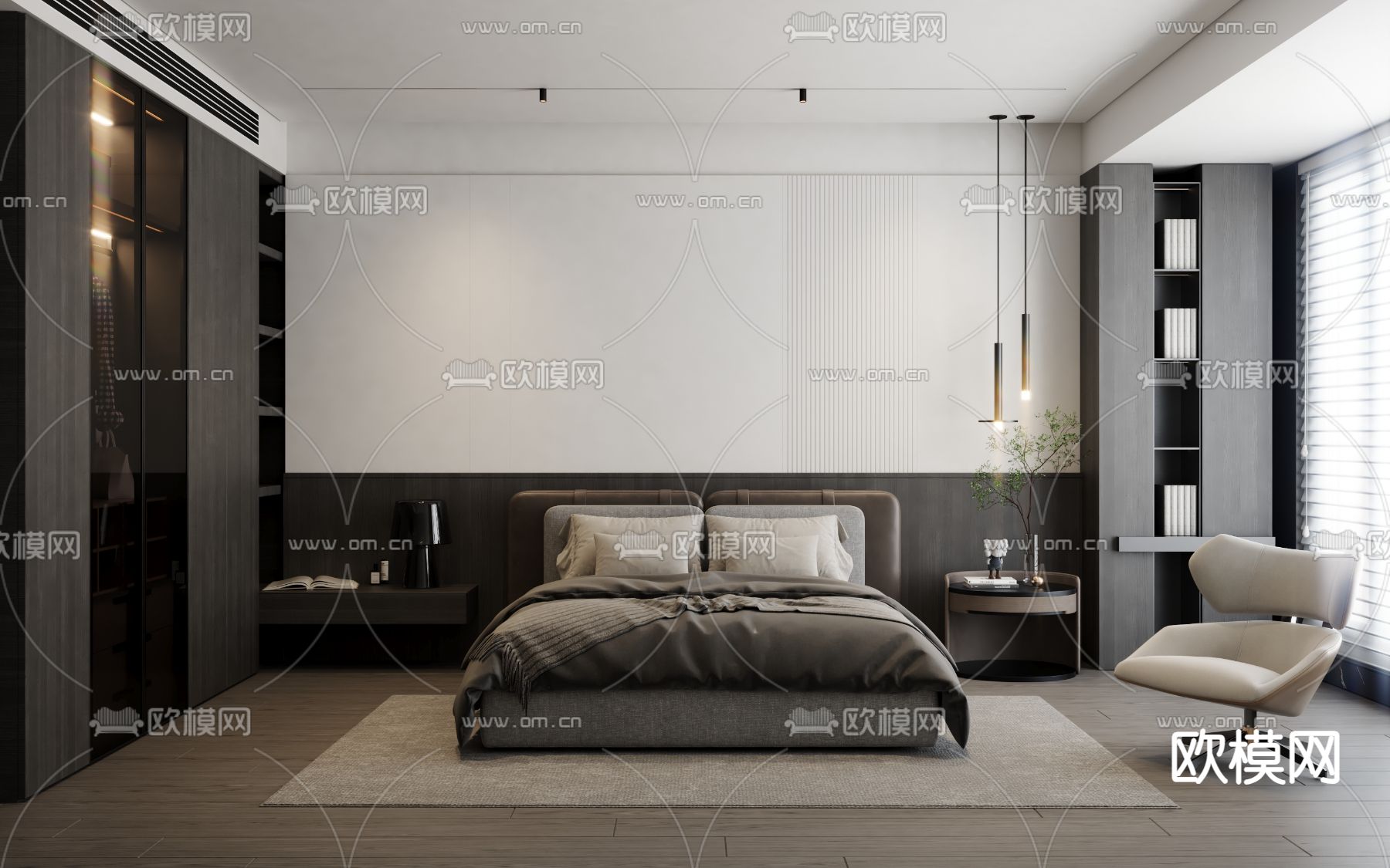 意式主卧 卧室3d模型下载