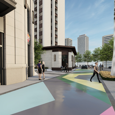  商业广场 商业步行街su模型 