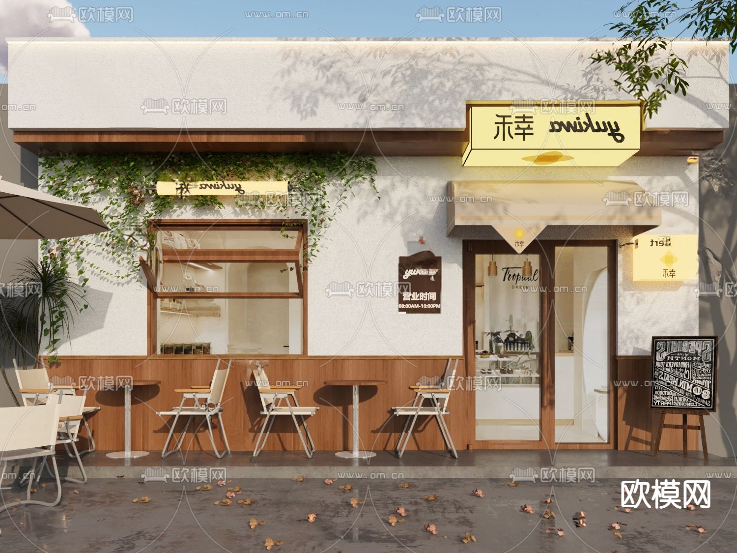 甜品店门头su模型下载（渲染图1）