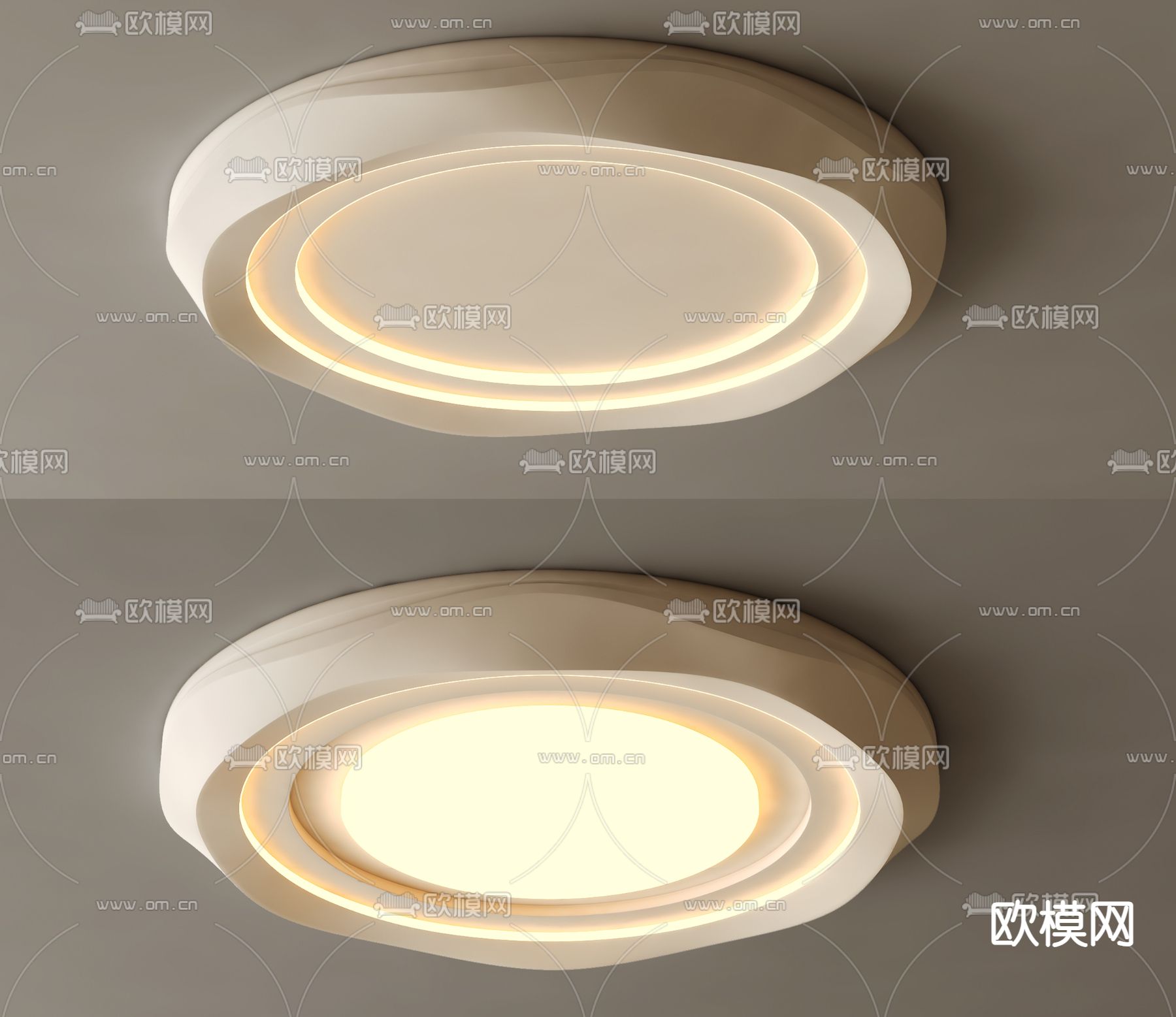 奶油风吸顶灯su模型下载（渲染图1）