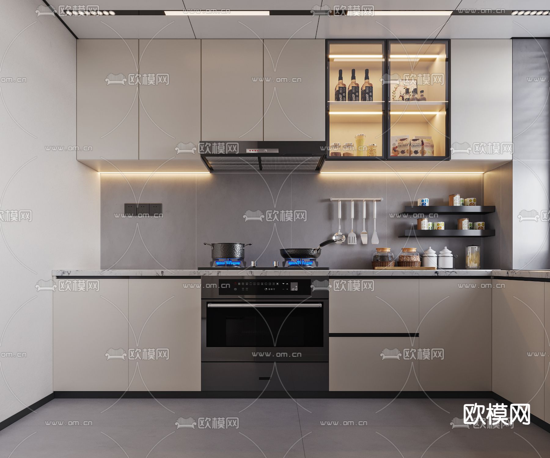 现代橱柜3d模型下载